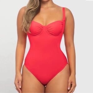 Ta3 Shaping One Piece Swimsuit Sweetie Hot Coral Large Sz M Regular / Long NWT